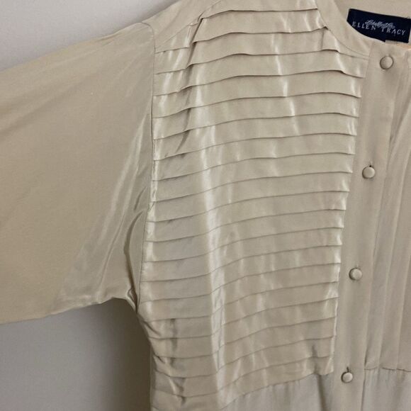 Linda Allard for Ellen Tracy Vintage Pleated Silk Blouse size 6 Office Retro 80s - Picture 2 of 11